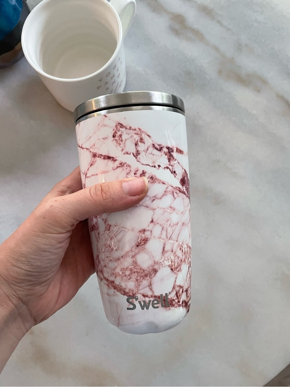 S'well White and Pink Marble Insulated Tumbler